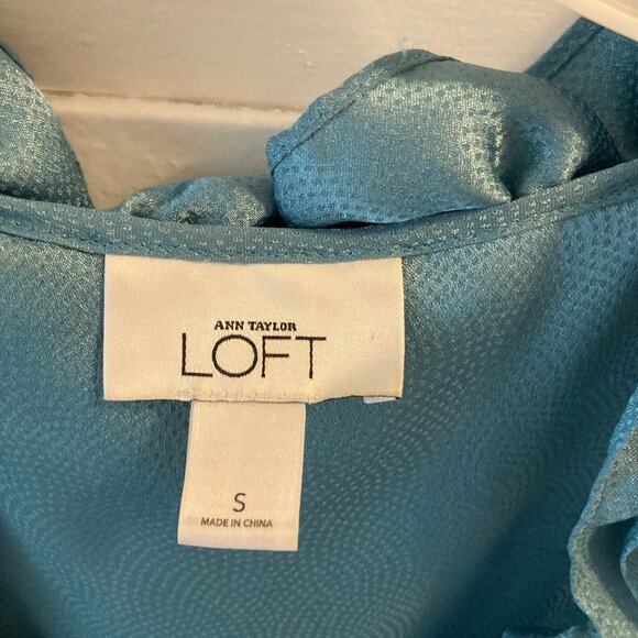 CLEARANCE - FINAL PRICE: Ann Taylor Loft Teal Ruffled, Sleeveless Blouse Size SM - Picture 15 of 15